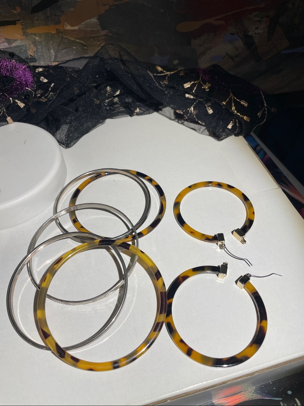 Tortoiseshell Acrylic Earrings - bracelets gunmetal bracelets Flower Heart Chain - Picture 7 of 10